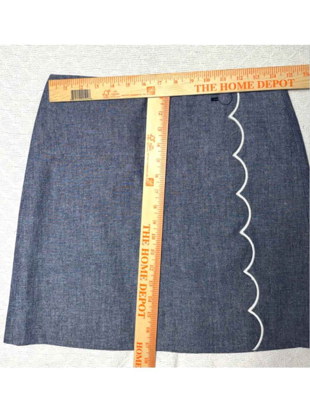 J.Crew Chambray Scalloped Trim Mini Skirt Blue Preppy Coastal Nautical
